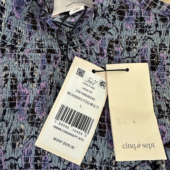 Cinq a Sept Drew Blouse, Morning Fog Multi Print - Picture 4 of 5